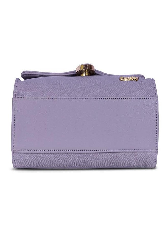 Catchy Purple Faux Leather Zip Closure Womens Sling Bag - Image 4